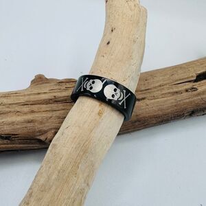 Two-Tone IP Black Stainless Steel Skull Ring
